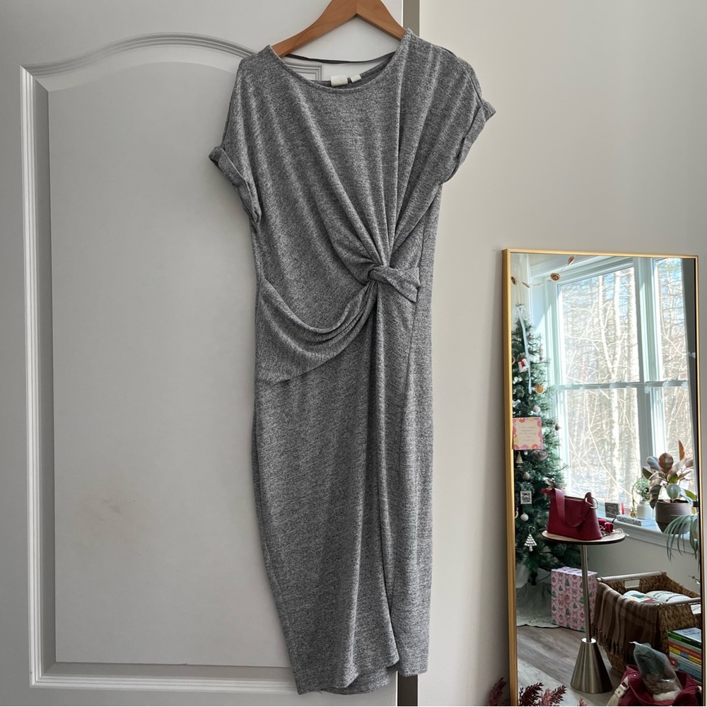 GAP Gray Knotted Midi Dress